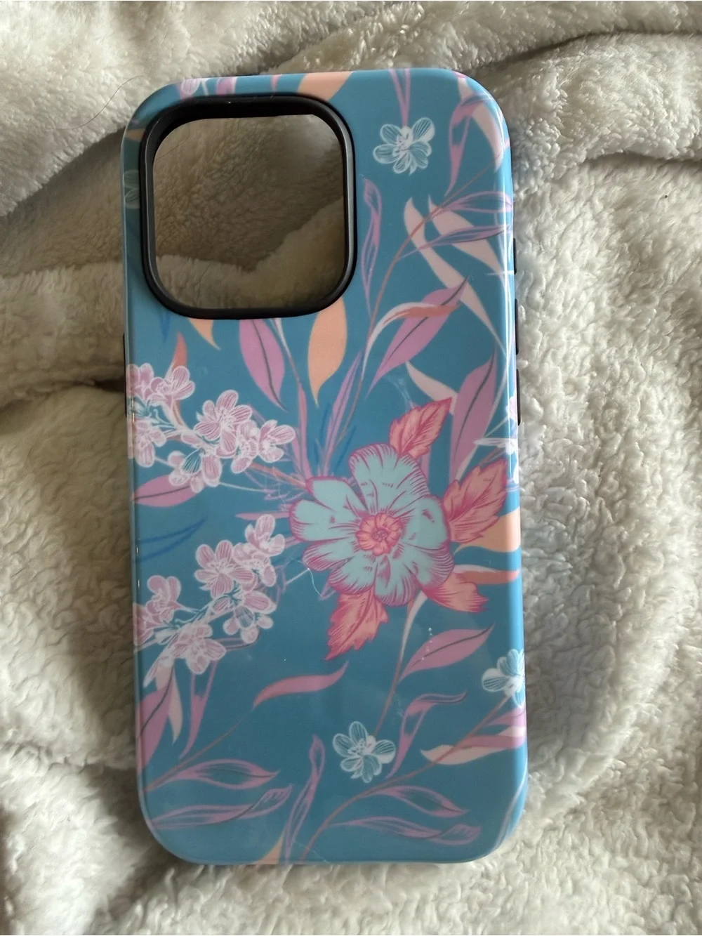 Blue Floral Phone Case - Elegant Protective Cover for iPhone 16 pro